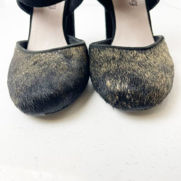 FARYL ROBIN X ANTHROPOLOGIE Black Gold Vegan Suede and Calf Hair Atwood 7 - Picture 3 of 13